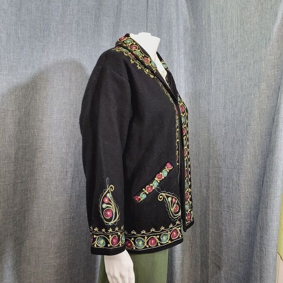 Unique Vintage Wool Embroidered Jacket 90s PASSPORTS OF PIER 1 Indian Women's M - Picture 15 of 16